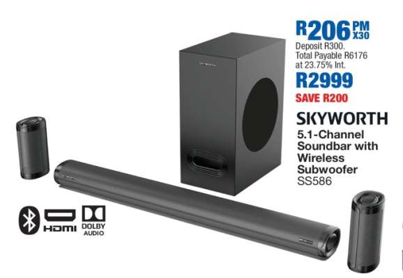 SKYWORTH 5.1-Channel Soundbar with Wireless Subwoofer SS586