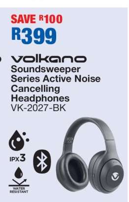 Volkano Soundsweeper Series Active Noise Cancelling Headphones VK-2027-BK