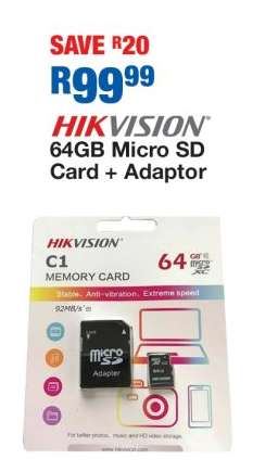 HIKVISION 64GB Micro SD Card + Adaptor