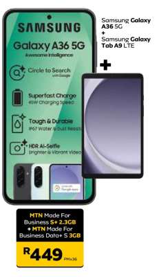 Samsung Galaxy A36 5G + Samsung Galaxy Tab A9 LTE