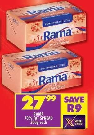RAMA 70% FAT SPREAD 500g each