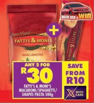 Fatti's & Moni's Macaroni/Spaghetti/Shapes Pasta 500g