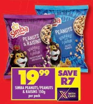 SIMBA PEANUTS/PEANUTS & RAISINS 150g