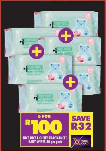 NICE NICE LIGHTLY FRAGRANCED BABY WIPES 80 per pack