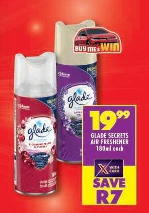 GLADE SECRETS AIR FRESHENER 180ml each