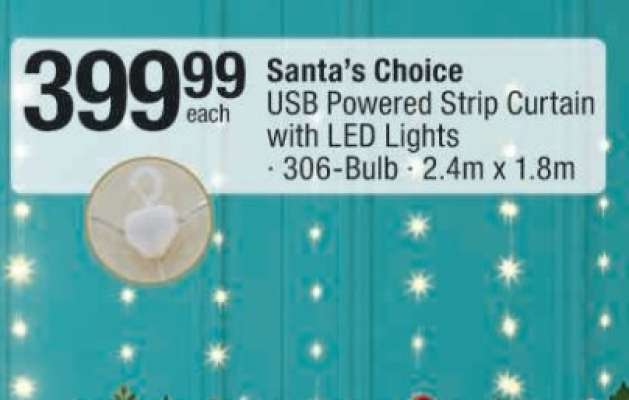 Santa's Choice USB Powered Strip Curtain with LED Lights