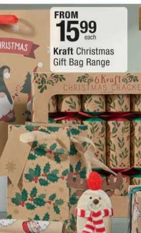 Kraft Christmas Gift Bag Range
