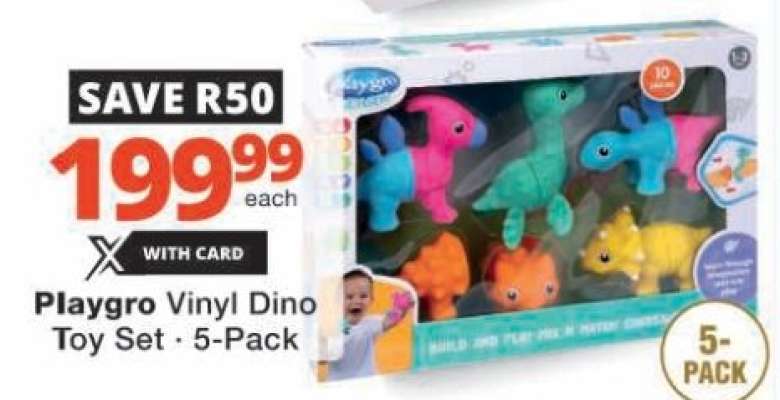 Playgro Vinyl Dino Toy Set · 5-Pack