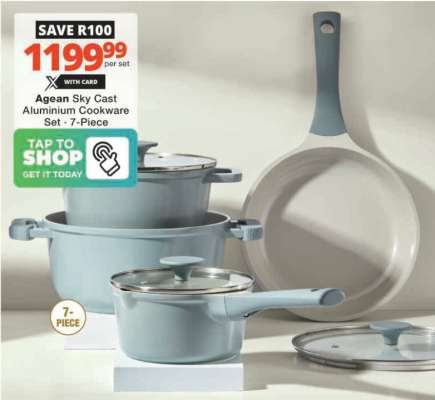 Aegan Sky Cast Aluminium Cookware Set - 7-Piece