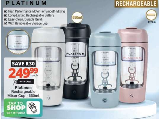 Platinum Rechargeable Mixer Cup - 650ml