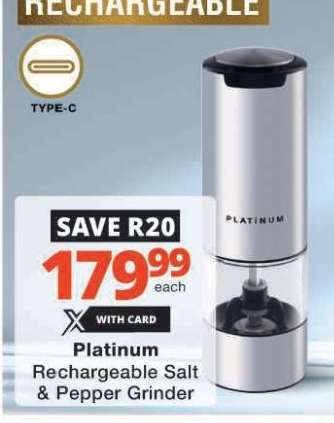Platinum Rechargeable Salt & Pepper Grinder