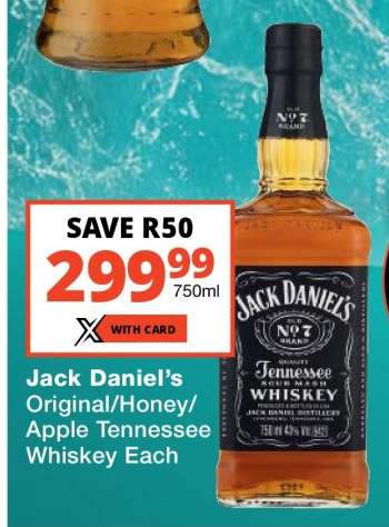 JACK DANIEL’S ORIGINAL/HONEY/APPLE TENNESSEE WHISKEY