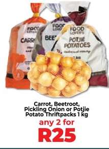 Carrot, Beetroot, Pickling Onion or Potjie Potato Thriftpacks