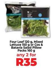 Four Leaf, Mixed Lettuce, Cos & Batavia Salad Pillow Packs