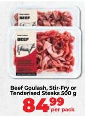 Beef Goulash, Stir-Fry or Tenderised Steaks