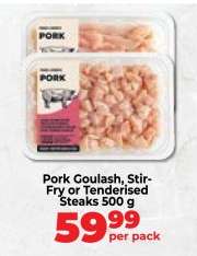 Pork Goulash, Stir-Fry or Tenderised Steaks 500 g
