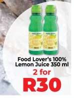 Food Lover’s 100% Lemon Juice 350 ml