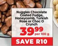 Nuggles Chocolate Coated Fudge, Honeycomb, Turkish Rose or Choc O Crunch