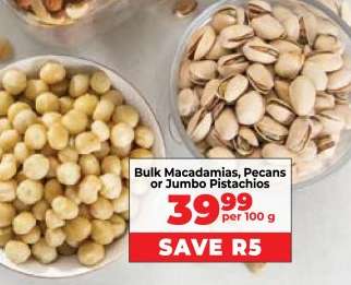 Bulk Macadamias, Pecans or Jumbo Pistachios