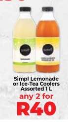 Simpl Lemonade or Ice-Tea Coolers Assorted 1L