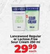 Lancewood Regular or Lactose-Free Sour Cream 250 ml