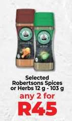 Selected Robertsons Spices or Herbs