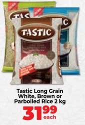 Tastic Long Grain White, Brown or Parboiled Rice 2 kg
