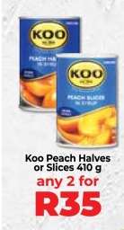 Koo Peach Halves or Slices 410 g