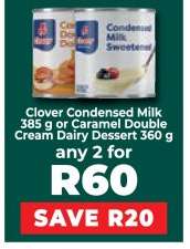 Clover Condensed Milk or Caramel Double Cream Dairy Dessert