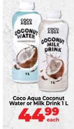 Coco Aqua Coconut Water or Milk Drink 1 L