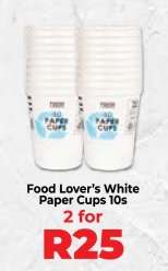 Food Lover’s White Paper Cups 10s