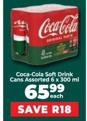 Coca-Cola Soft Drink Cans Assorted 6 x 300 ml