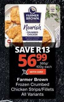 Farmer Brown Frozen Crumbed Chicken Strips/Fillets