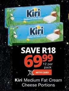Kiri Medium Fat Cream Cheese Portions