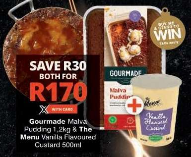 Gourmade Malva Pudding & The Menu Vanilla Flavoured Custard