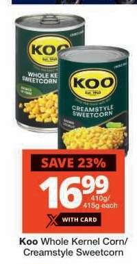 Koo Whole Kernel Corn/Creamstyle Sweetcorn