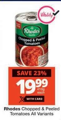 Rhodes Chopped & Peeled Tomatoes