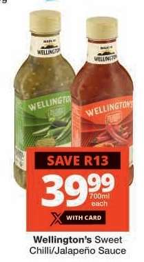 WELLINGTON’S SWEET CHILLI/JALAPENO SAUCE