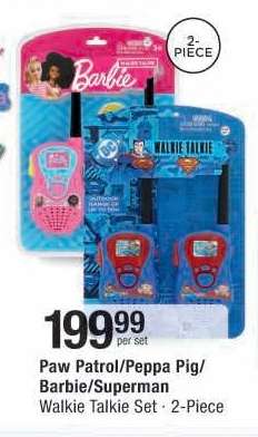 Paw Patrol/Peppa Pig/Barbie/Superman Walkie Talkie Set