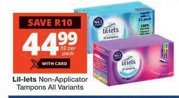 Lil-lets Non-Applicator Tampons All Variants