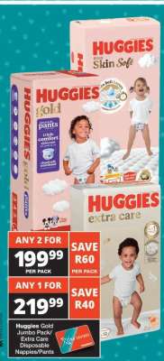 Huggies Gold Jumbo Pack/Extra Care Disposable Nappies/Pants