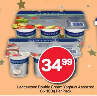 Lancewood Double Cream Yoghurt Assorted 6 x 100g Per Pack