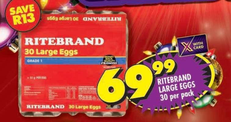 RITEBRAND LARGE EGGS 30 per pack