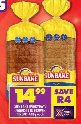 SUNBAKE EVERYDAY/FARMSTYLE BROWN BREAD 700g