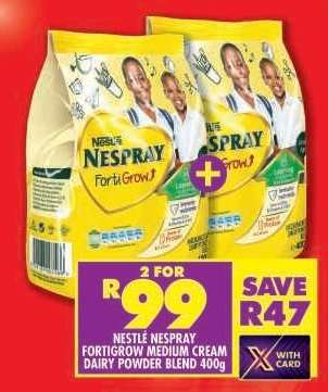 NESTLÉ NESPRAY FORTIGROW MEDIUM CREAM DAIRY POWDER BLEND 400g