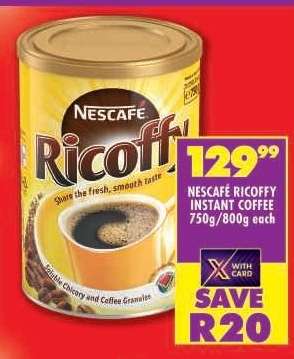 NESCAFÉ RICOFFY INSTANT COFFEE 750g/800g each