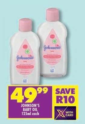 JOHNSON'S BABY OIL 125ml each