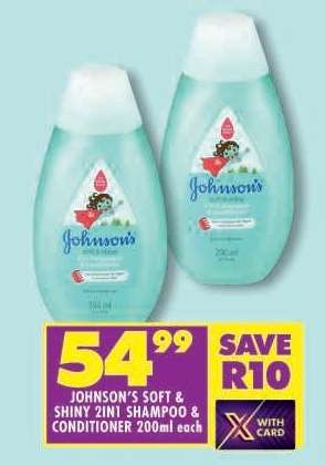 JOHNSON'S SOFT & SHINY 2IN1 SHAMPOO & CONDITIONER 200ml each