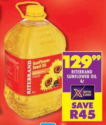 RITEBRAND SUNFLOWER OIL 4ℓ