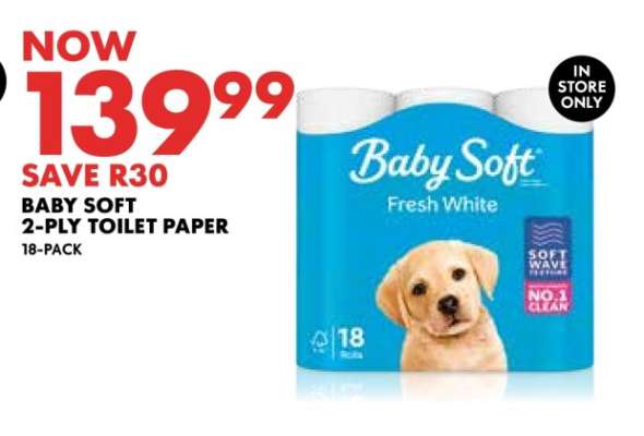 BABY SOFT 2-PLY TOILET PAPER